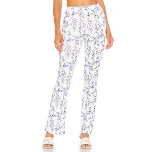 Lovers and Friends Paulie White Floral Print Ribbed Pants Size Small